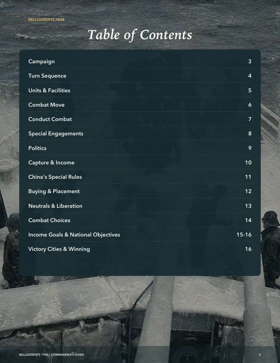 Commander’s Guide table of contents
